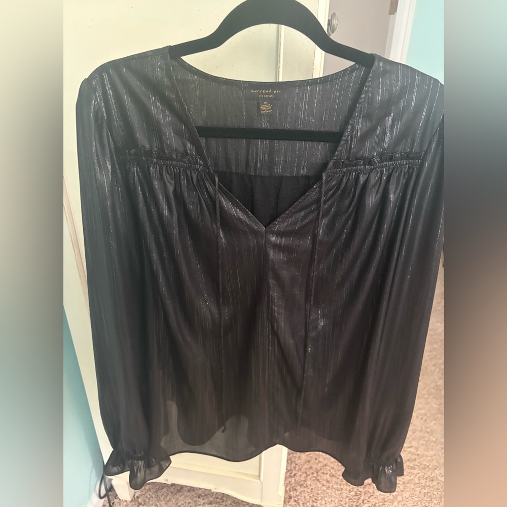 Anthropologie Black Sheer Blouse